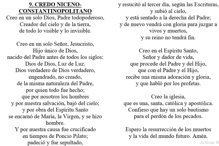 La Oración del Credo Niceno-Constantinopolitano: Texto completo y